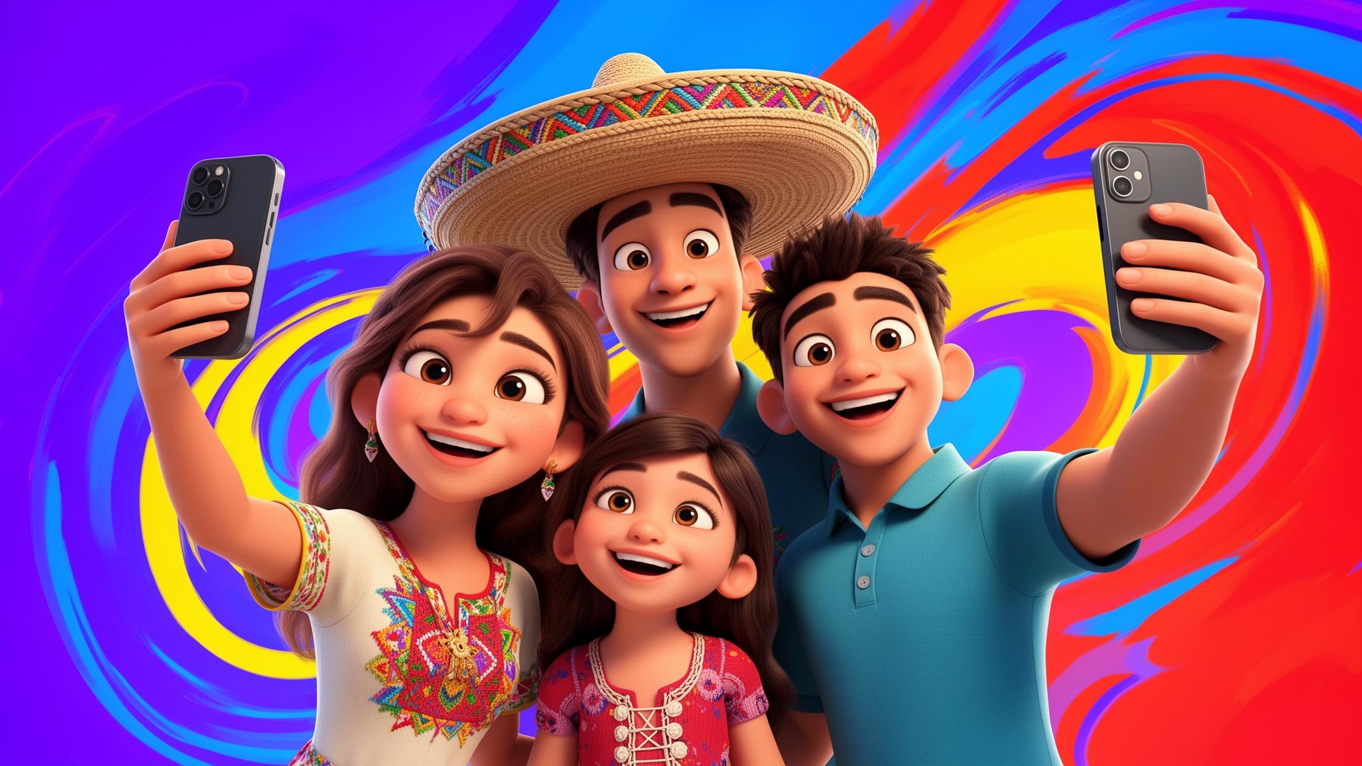 Familia feliz usando Mi Móvil